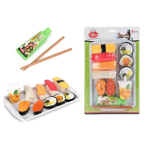 Keukentjes & Accessoires - FOOD%20MARKET%20Set%20'Sushi'%20-eetstokjes+dienblad+saus