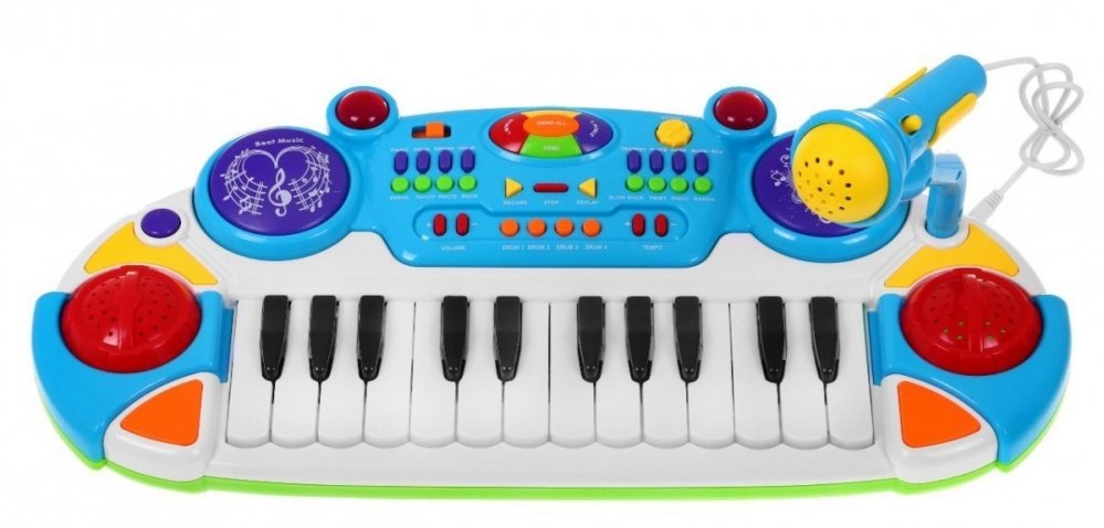 Zingen en muziek - Keyboard-kinderspeelgoed-blauw-1