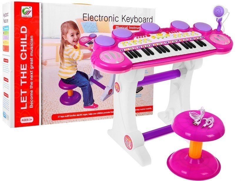 Zingen en muziek - Keyboard-kinderspeelgoed-roze-3-octaaf