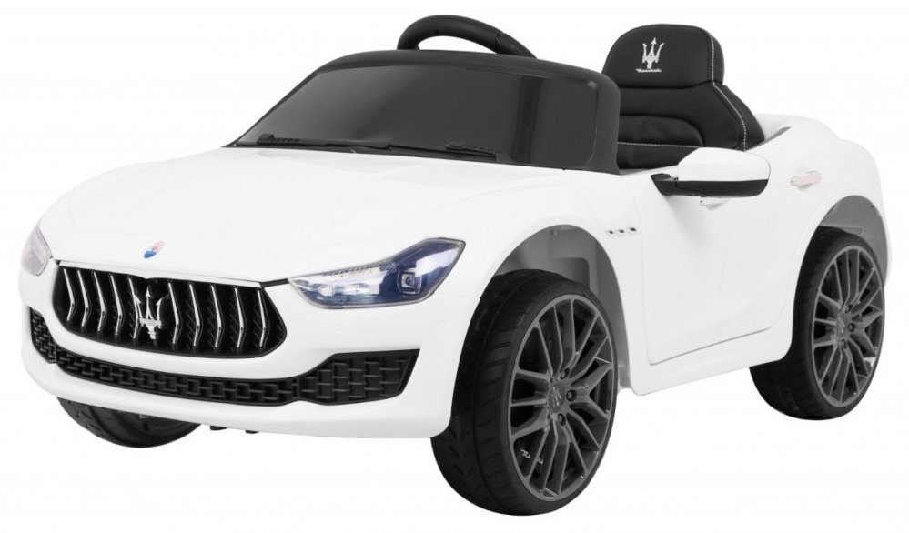 Auto's - Marcelina-Shop-accu-auto-kind-elektrische-kinderauto-Maserati-Ghibli-witte-uitvoering-rubberen-banden-twee-12-volt-motoren