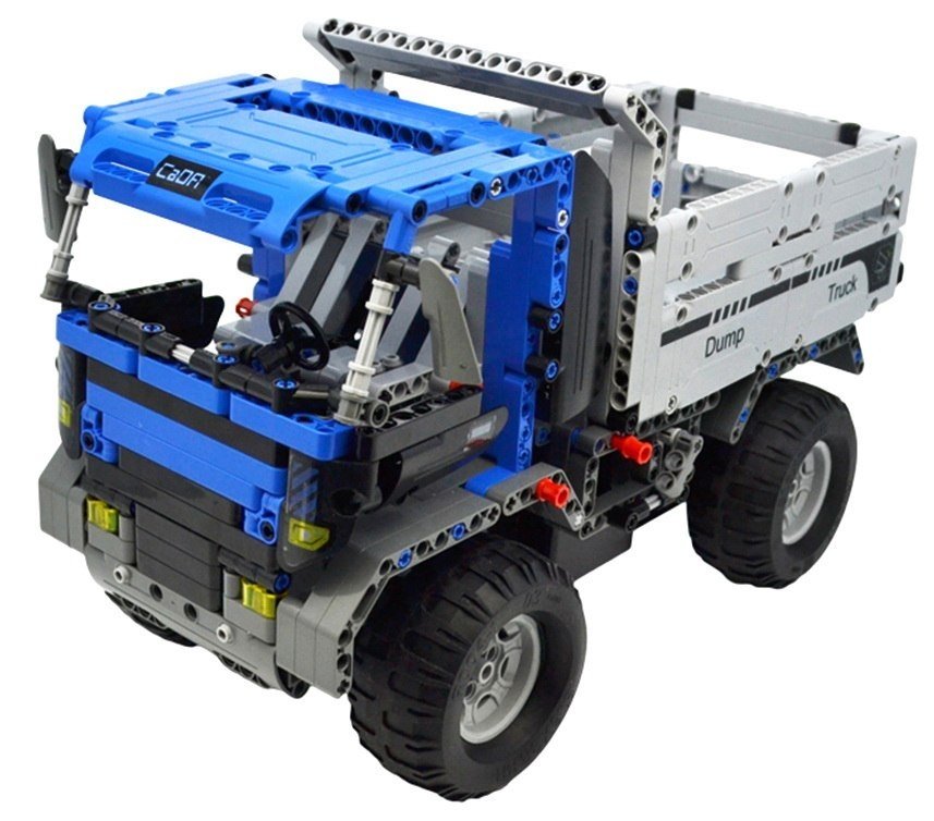 RC Werkvoertuigen - technic-bouwblokjes-rc-vrachtauto-blauw-1