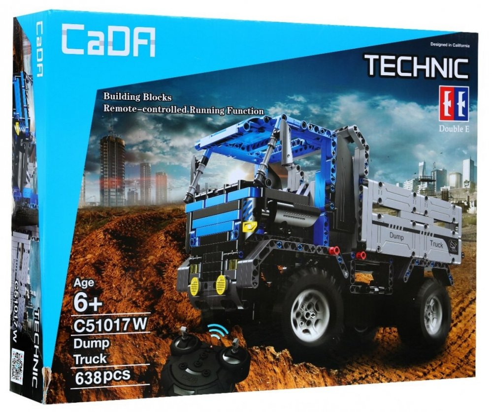 RC Werkvoertuigen - technic-bouwblokjes-rc-vrachtauto-blauw